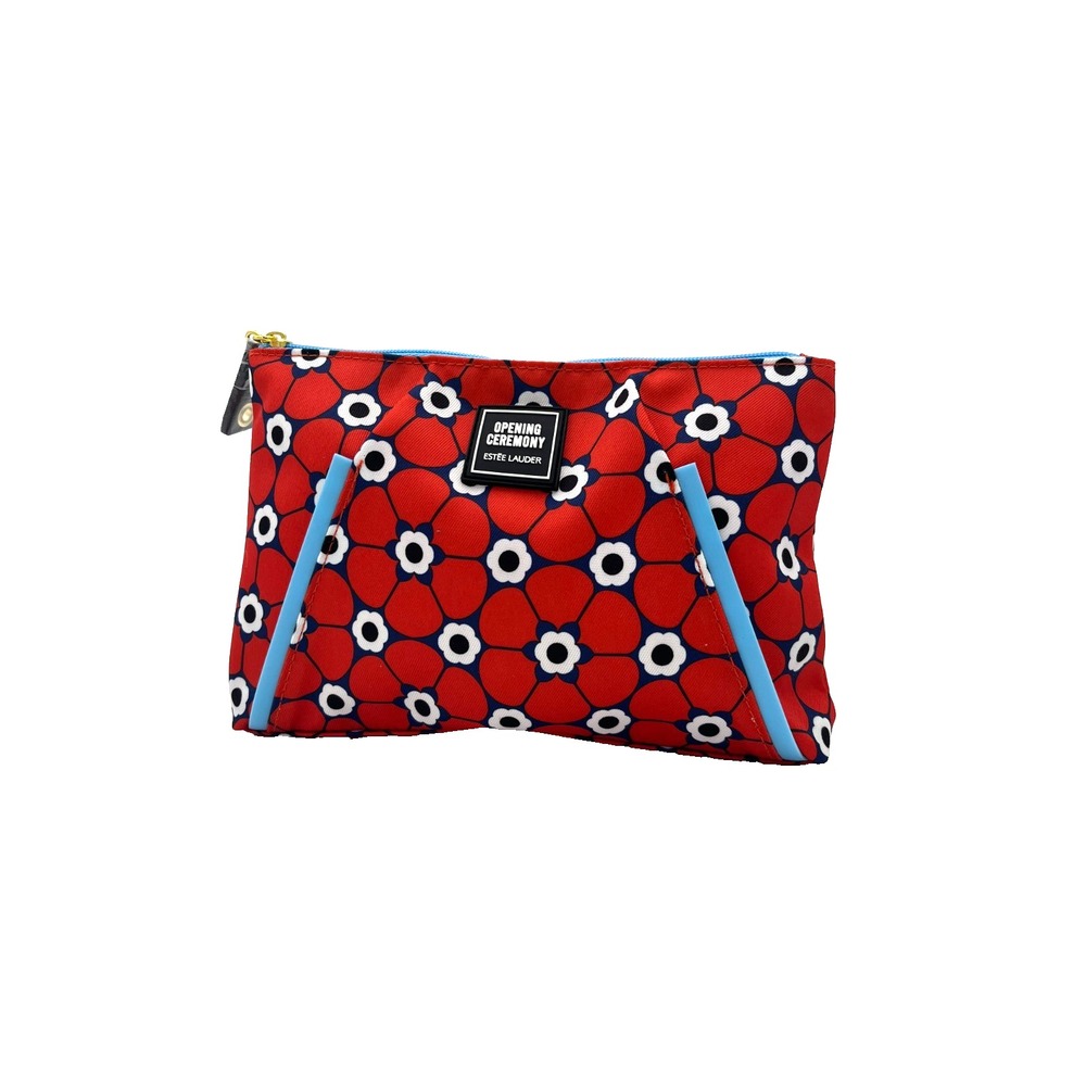Estee Lauder Opening Ceremony Red Orange Makeup Cosmetics Zip Bag‎ 9x6x2